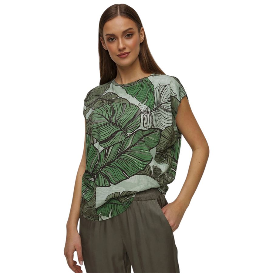 T-shirt manica cortacon stampa foglie da donna Deha | D2208037706